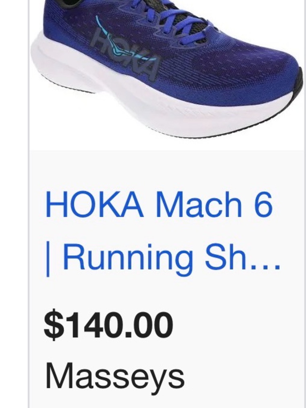 Hoka Kids Mach 6 Sneakers in Deep Blue with Teal Accents